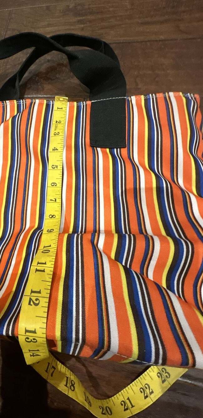 Roberta Freymann New York Multicolored Striped Canvas Tote Bag - Picture 6 of 8